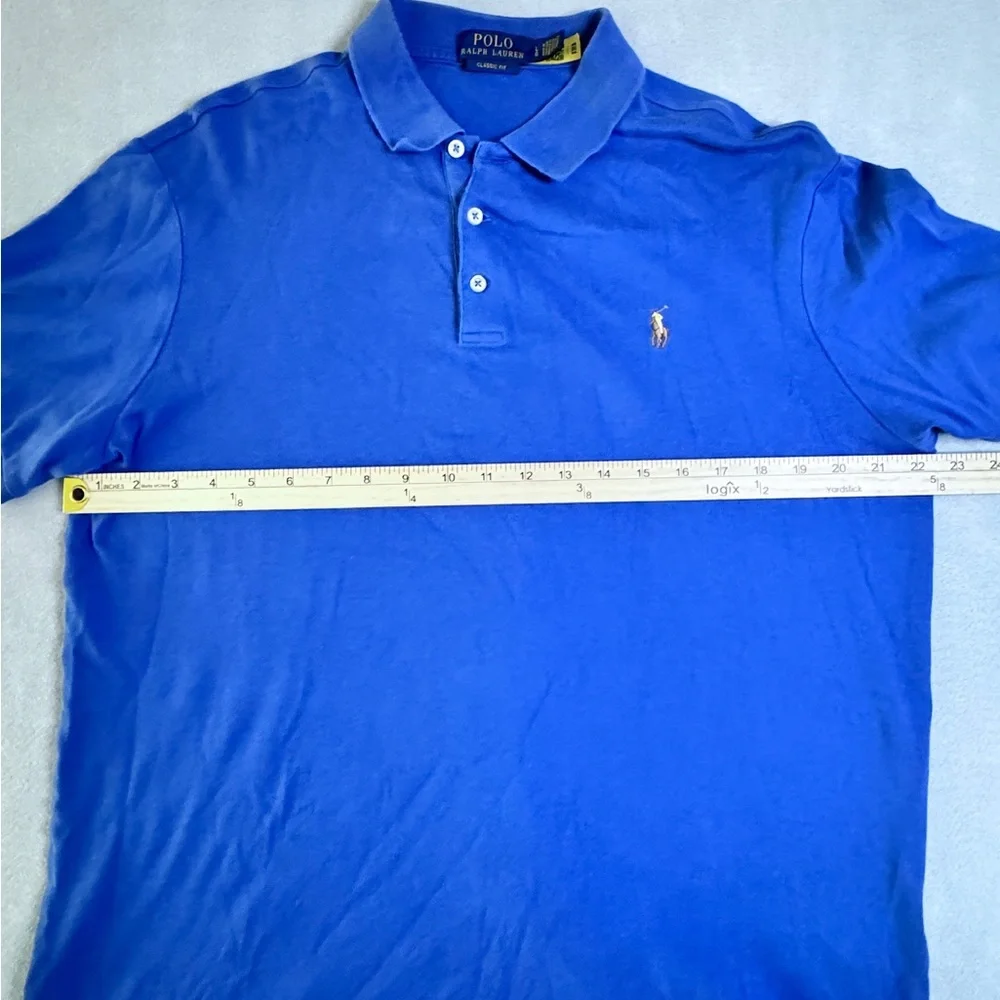 Polo Ralph Lauren Shirt Mens Large  Classic Fit Blue Polo Pony Short Sleeve Golf